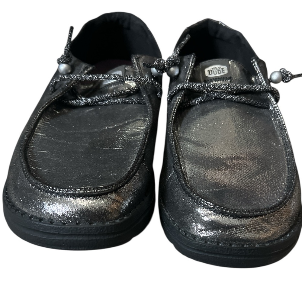 Hey Dude Shimmering Charcoal Black Loafers - Picture 5 of 6